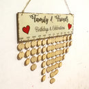 Vintage Family Friends Birthday Celebrations Wooden Reminder Calendar 50 Discs DIY Craft