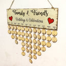 Vintage Family Friends Birthday Celebrations Wooden Reminder Calendar 50 Discs DIY Craft