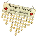 Vintage Family Friends Birthday Celebrations Wooden Reminder Calendar 50 Discs DIY Craft
