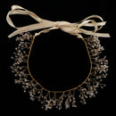 Delicate Bridal Wedding Crystal Beads Satin Ribbon Headpiece Hair Accessories