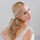Delicate Bridal Wedding Crystal Beads Satin Ribbon Headpiece Hair Accessories