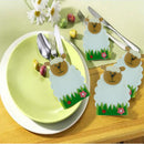 Set of 4pcs Festival Easter Sheep Cutlery Holder Cover Bags Spoon Pocket Silverware Spoons Bags Table Decor 13x9 cm