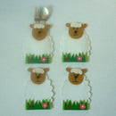 Set of 4pcs Festival Easter Sheep Cutlery Holder Cover Bags Spoon Pocket Silverware Spoons Bags Table Decor 13x9 cm