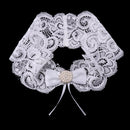Romantic Wedding Bridal Lace Garter Pearls Rhinestone Bow Garter White