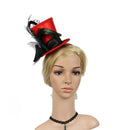Fashion Women Girls Fascinator Wedding Bride Cocktail Party Bowknot Red Top Hat Topper Hair Clip Feather Hair Accessory