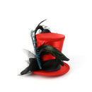 Fashion Women Girls Fascinator Wedding Bride Cocktail Party Bowknot Red Top Hat Topper Hair Clip Feather Hair Accessory