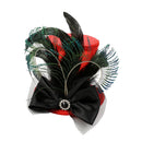 Fashion Women Girls Fascinator Wedding Bride Cocktail Party Bowknot Red Top Hat Topper Hair Clip Feather Hair Accessory