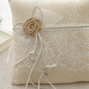 Vintage Linen Lace Ring Pillow Mini Cushion Wedding Bridal Accessories 20x20cm