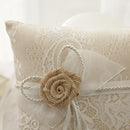 Vintage Linen Lace Ring Pillow Mini Cushion Wedding Bridal Accessories 20x20cm