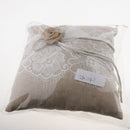 Vintage Linen Lace Ring Pillow Mini Cushion Wedding Bridal Accessories 20x20cm