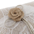 Vintage Linen Lace Ring Pillow Mini Cushion Wedding Bridal Accessories 20x20cm