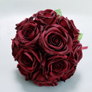 Luxury Rose Bridal Bouquet Silk Flower Wedding Party Photo Prop Wine Red