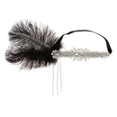 Fancy Dress 1920s Great Gatsby Vintage Tassels Black Feather Rhinestone Flower Flapper Headband Ascot Race Headdress