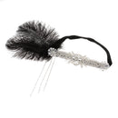 Fancy Dress 1920s Great Gatsby Vintage Tassels Black Feather Rhinestone Flower Flapper Headband Ascot Race Headdress