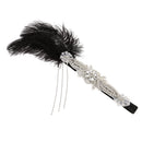 Fancy Dress 1920s Great Gatsby Vintage Tassels Black Feather Rhinestone Flower Flapper Headband Ascot Race Headdress