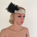 Fancy Dress 1920s Great Gatsby Vintage Tassels Black Feather Rhinestone Flower Flapper Headband Ascot Race Headdress
