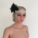 Fancy Dress 1920s Great Gatsby Vintage Tassels Black Feather Rhinestone Flower Flapper Headband Ascot Race Headdress