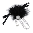 Retro 20s Gatsby Feather Headband Wedding Bridal Rhinestone Dangle Headdress