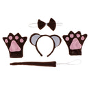 Pack of 5 Animal Monkey Ears Headband Bow Tail Tutu Skirt Set Costume Accessories
