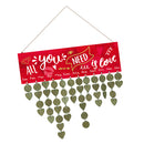 Shabby Chic All You Need is Love Wooden Reminder Calendar Sign Hanging Board