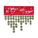 Shabby Chic All You Need is Love Wooden Reminder Calendar Sign Hanging Board