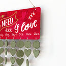 Shabby Chic All You Need is Love Wooden Reminder Calendar Sign Hanging Board