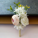 Wedding Party Rose Silk Flower Bridal Groomsman Corsage Corsage White
