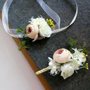 Wedding Party Rose Silk Flower Bridal Groomsman Corsage Corsage White