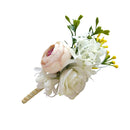 Wedding Party Rose Silk Flower Bridal Groomsman Corsage Corsage White