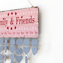Family Friends Heart Reminder Calendar Wooden Board Blue Chips Hanging Decor