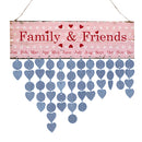 Family Friends Heart Reminder Calendar Wooden Board Blue Chips Hanging Decor