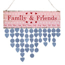Family Friends Heart Reminder Calendar Wooden Board Blue Chips Hanging Decor