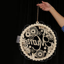 Vintage ''Mum'' Floral Cutout Wooden Hanging Board Plaque Light String Mother's Day Birthday Gift