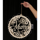 Vintage ''Mum'' Floral Cutout Wooden Hanging Board Plaque Light String Mother's Day Birthday Gift