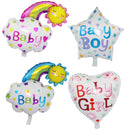 Pack of 4 Lovely Baby Girl Boy Heart Star Foil Balloons Set for Baby Shower Birthday