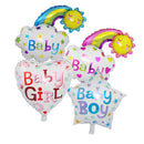 Pack of 4 Lovely Baby Girl Boy Heart Star Foil Balloons Set for Baby Shower Birthday