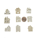 45 Pieces Unfinished House Shape Wood Pieces Embellishment DIY Craft Scrapbooking
