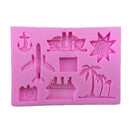 3D Silicone Airplane Tree Boat Sun Camera Fondant Cake Mold DIY Baking Tool