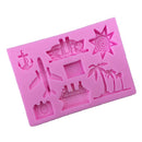 3D Silicone Airplane Tree Boat Sun Camera Fondant Cake Mold DIY Baking Tool