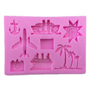 3D Silicone Airplane Tree Boat Sun Camera Fondant Cake Mold DIY Baking Tool