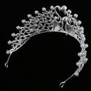 Elegant Swan Crystal Pearls Crown Tiara Headband Wedding Bridal Headpiece