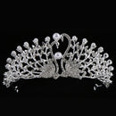 Elegant Swan Crystal Pearls Crown Tiara Headband Wedding Bridal Headpiece