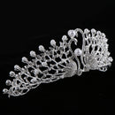 Elegant Swan Crystal Pearls Crown Tiara Headband Wedding Bridal Headpiece