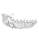 Elegant Swan Crystal Pearls Crown Tiara Headband Wedding Bridal Headpiece