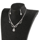 Bridal Wedding Necklace Rhinestone Crystal Earrings Wedding Jewelry Set