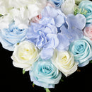 Artificial Rose Hydrangea Flower Wall Panels Backdrop Blue