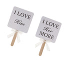 I Love Him and I Love Her More Hand Hold Photo Prop Wedding Decoration