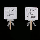 I Love Him and I Love Her More Hand Hold Photo Prop Wedding Decoration