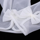 1 Pair of Short Bridal Voile Gloves with Bowknot for Wedding Party Dance Accessories Prom Beige