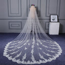 Bridal Wedding Tulle Veil 1 Tier Long Applique With Comb Wedding Acessories